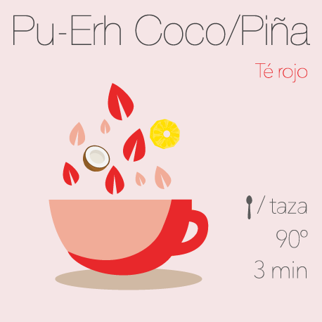 Mezcla de té rojo Pu Erh con coco y piña NamasTé Badalona