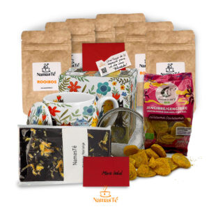 Pack degustación de con Rooibos con Extras de snacks de Jengibre y chocolate NamasTé con tarjeta