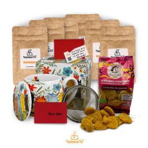 Pack degustación de con Rooibos con Extras de snacks de Jengibre NamasTé con tarjeta de felicitación